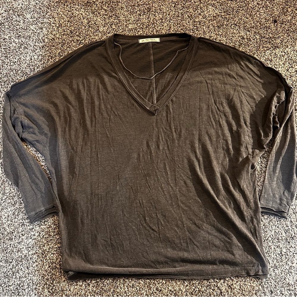 Free People v neck oversized shirt